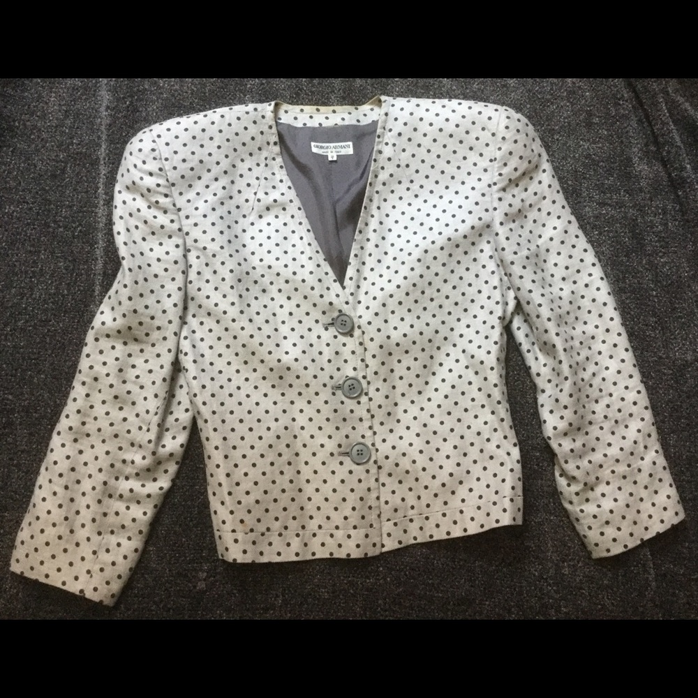 Georgio Armani linen jacket, padded shoulders, 38